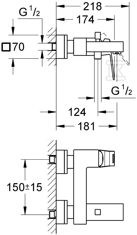 Bateria wannowa Grohe EuroCube - 23140AL0