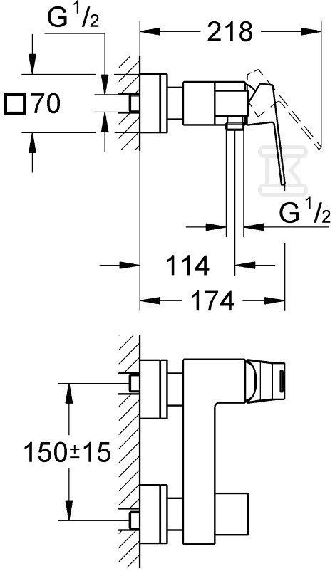 Eurocube Single lever shower mixer, - 23145AL0