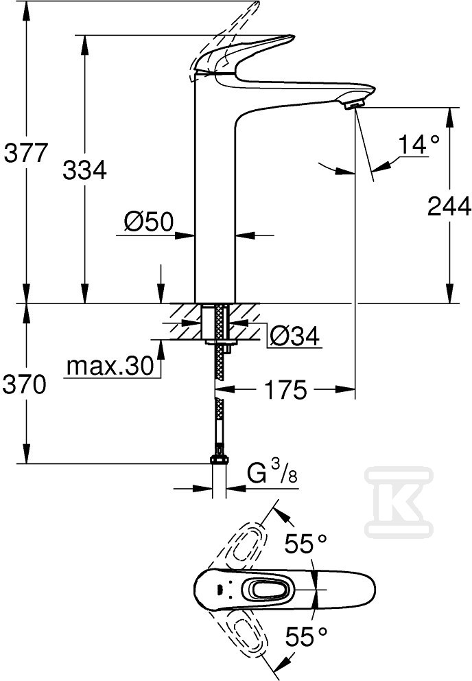 Eurostyle - free-standing single lever - 23570LS3