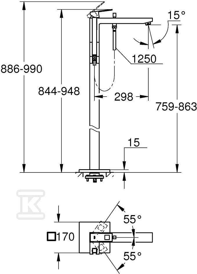 Bateria wannowa Grohe EuroCube - 23672AL1