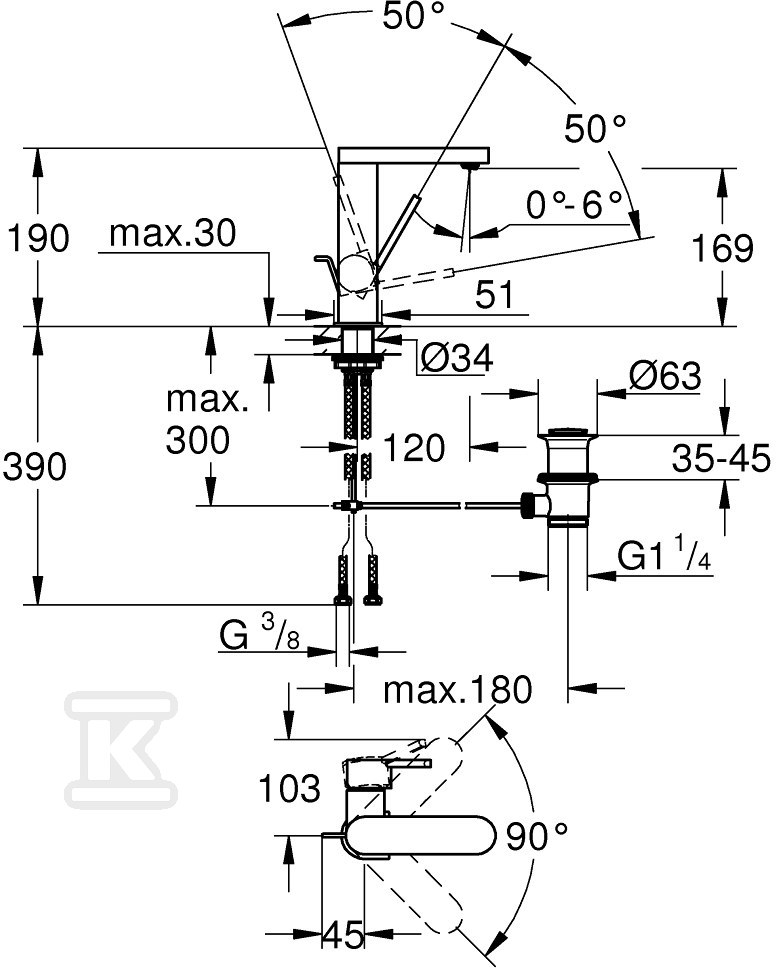 Bateria umywalkowa Grohe Plus - 23871AL3