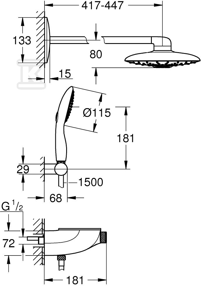 Zestaw prysznicowy Rainshower System - 26443LS0