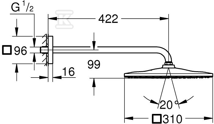 Rainshower Mono 310 Cube Shower head - 26564AL0