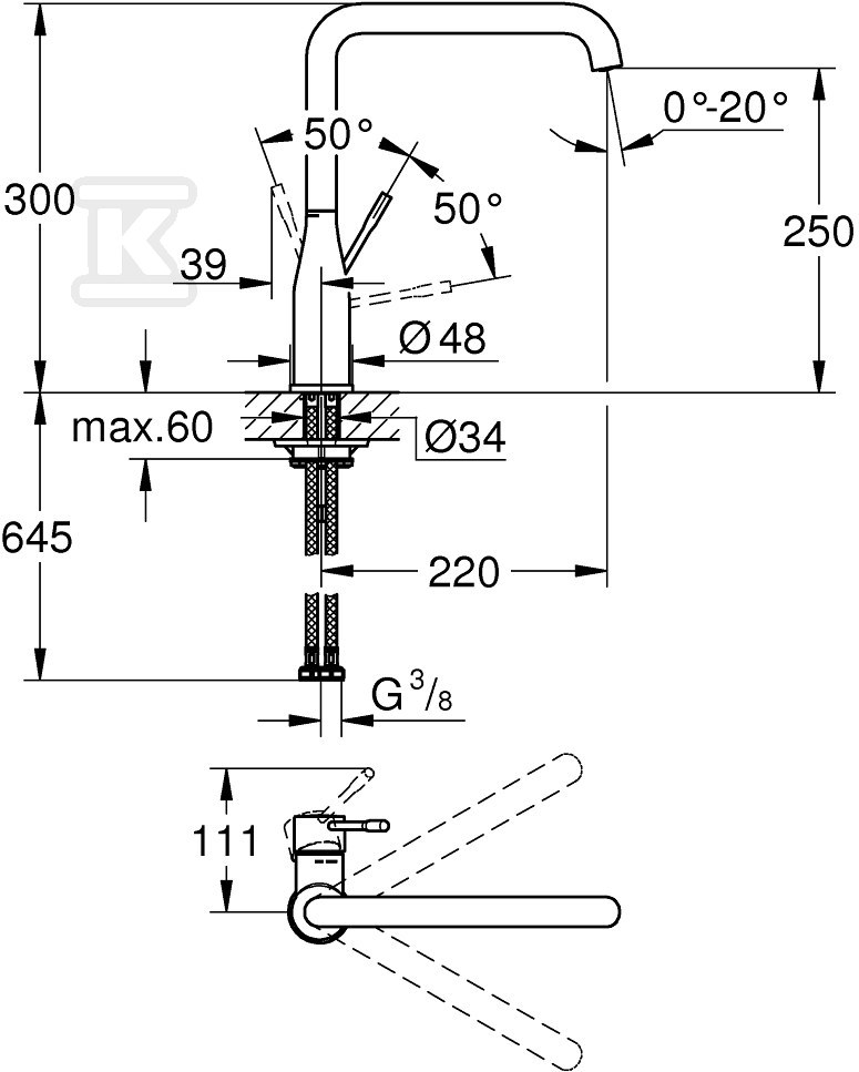 Essence Single lever sink mixer, hard - 30269A00