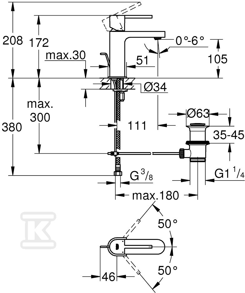 GROHE Plus Single lever basin mixer, - 32612AL3