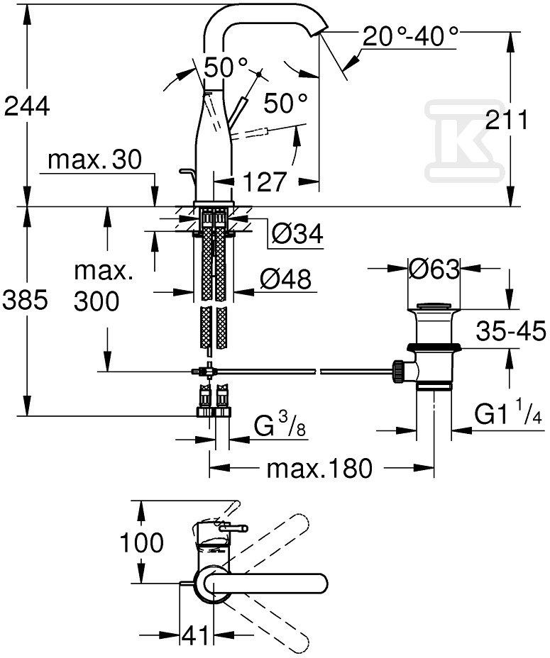 Bateria umywalkowa Grohe Essence - 32628GN1