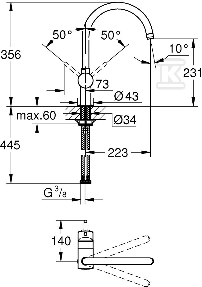 Bateria zlewozmywakowa Minta - 32917DL0