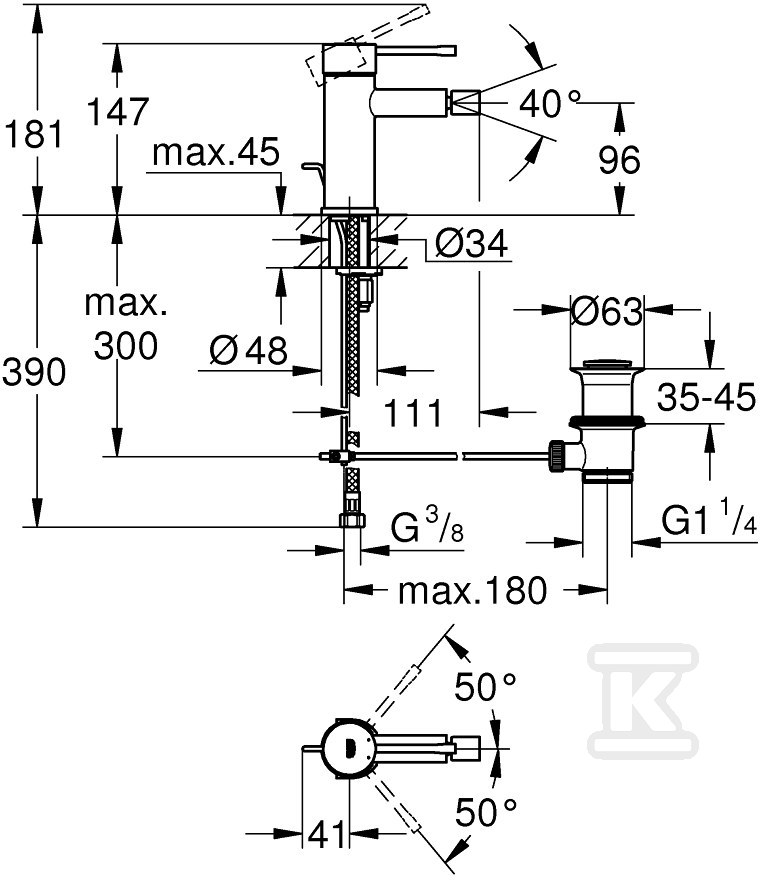 Essence Single lever bidet mixer, Size - 32935DA1