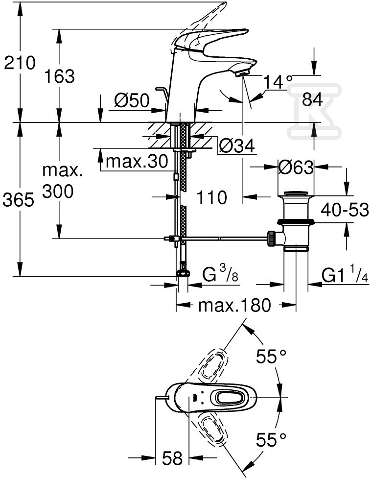 Eurostyle - single lever basin mixer, - 33558LS3