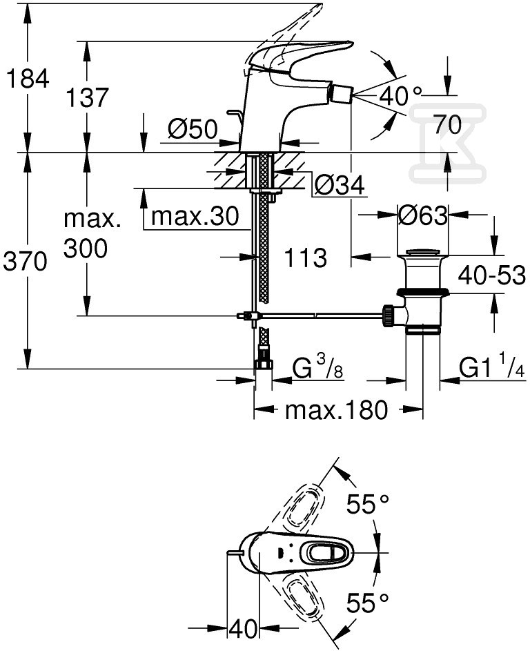 Eurostyle - single lever bidet mixer - 33565LS3