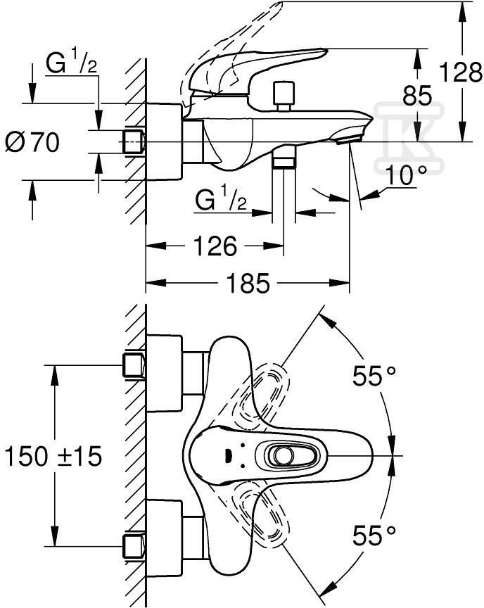 Bateria wannowa Grohe Eurostyle - 33591LS3