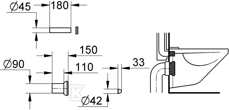 Toilet drainage set - 37311K00