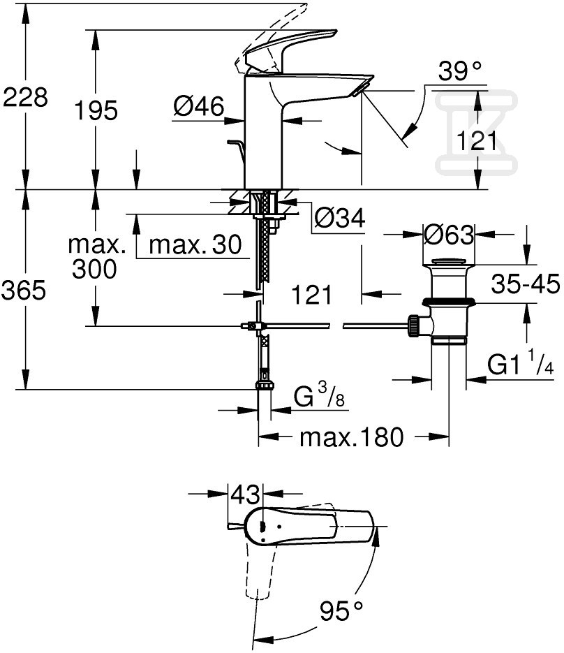 Bateria umywalkowa Grohe Eurosmart - 2339330E