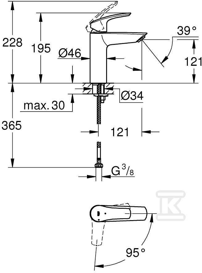 Bateria umywalkowa Grohe Eurosmart - 2339530E