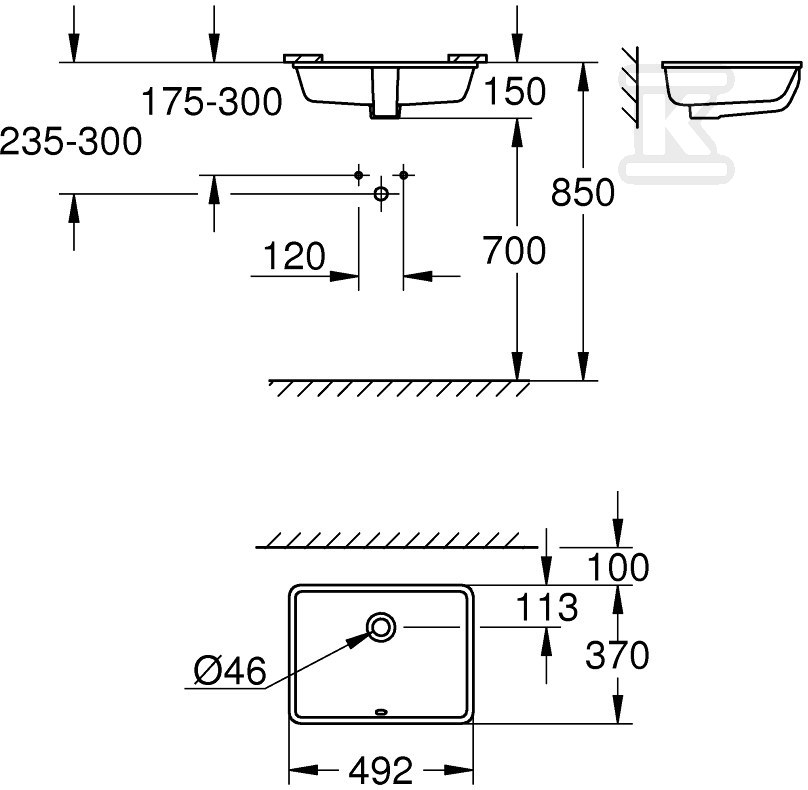 Umywalka Cube podblatowa 50 cm - 3948000H