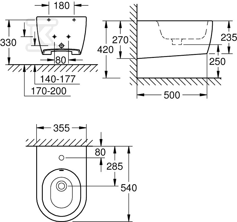 Essence Bidet wall-mounted, alpine - 3957400H