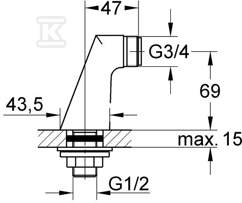 Inclined Pillar Union Dn 15 chrome - 12030000