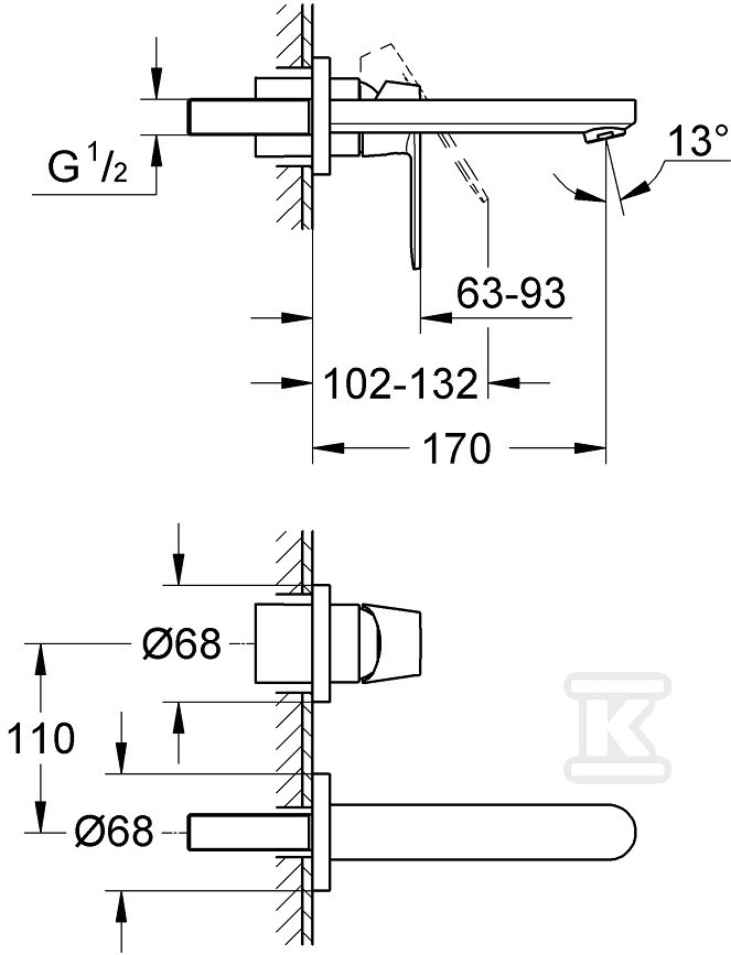 Eurosmart Cosmopolitan - 2-hole basin - 19381000