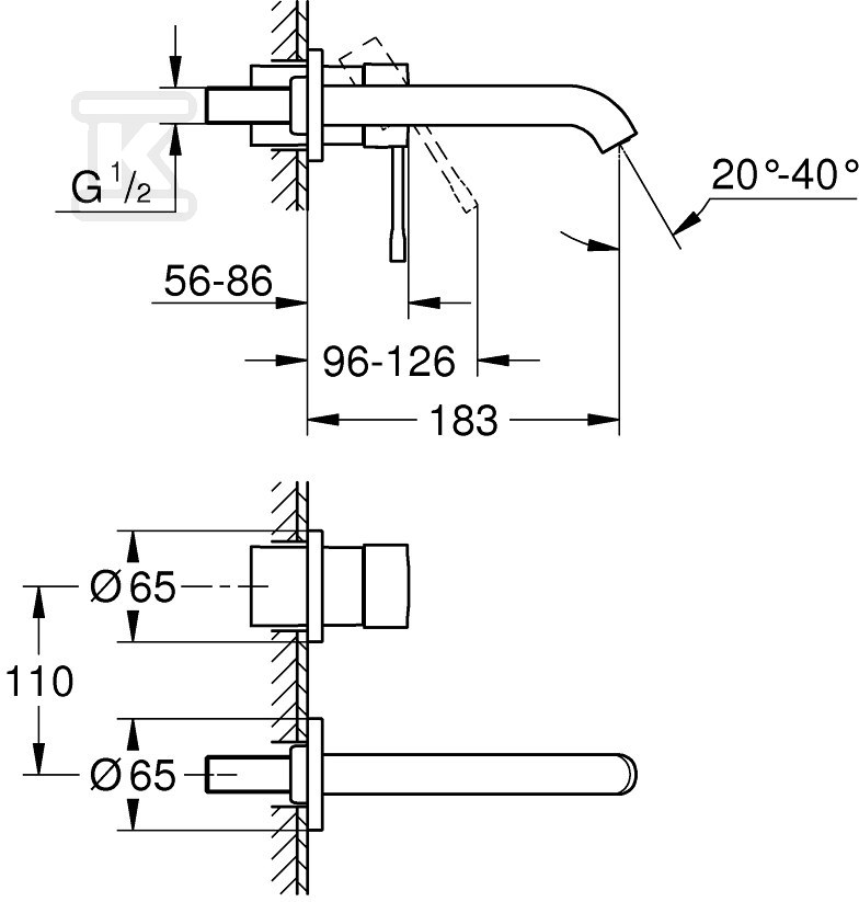 Grohe Essence 2-Loch-Waschtischarmatur, - 19408001