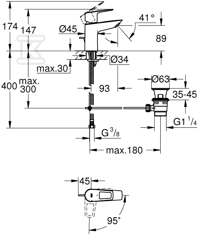 Bateria umywalkowa Grohe BauLoop, DN - 22054001