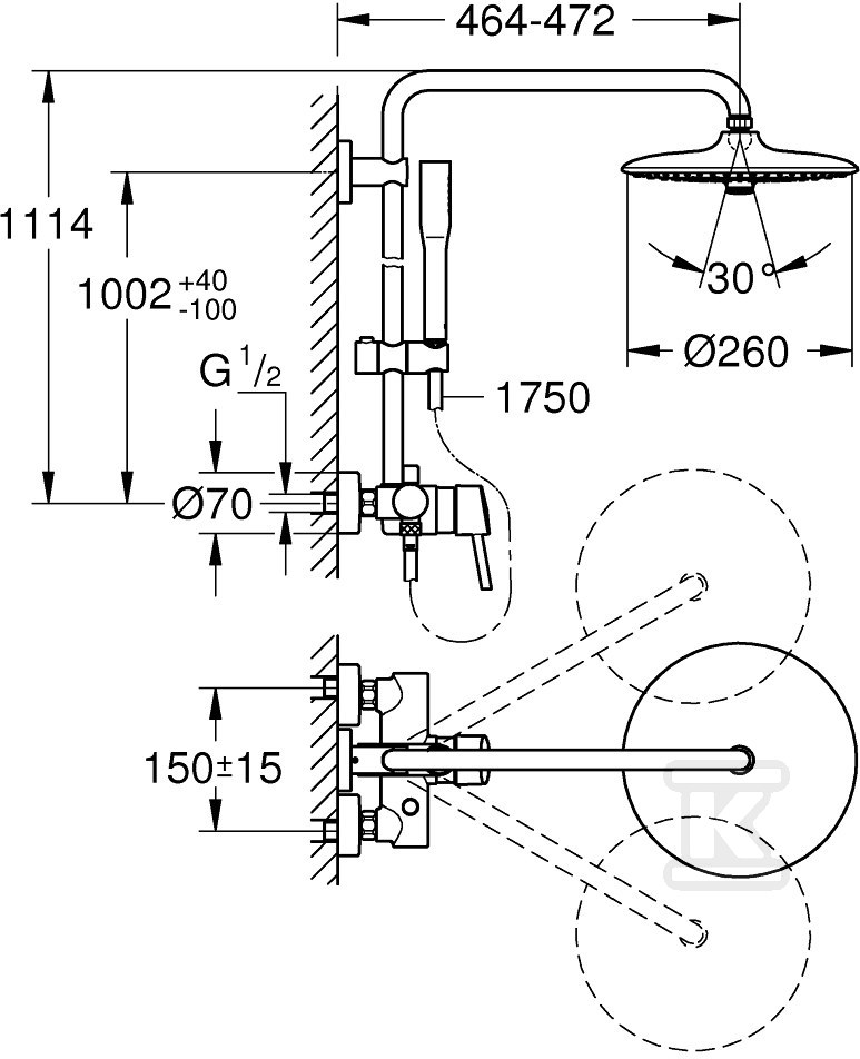 System prysznicowy Grohe Euphoria 260 z - 23061003