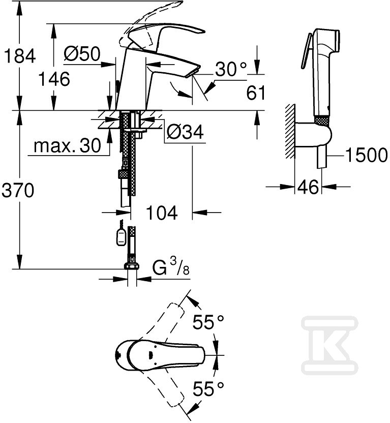 Bateria umywalkowa Grohe Eurosmart - 23124002