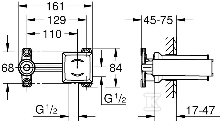 Recessed-mounted single lever element, - 23200002