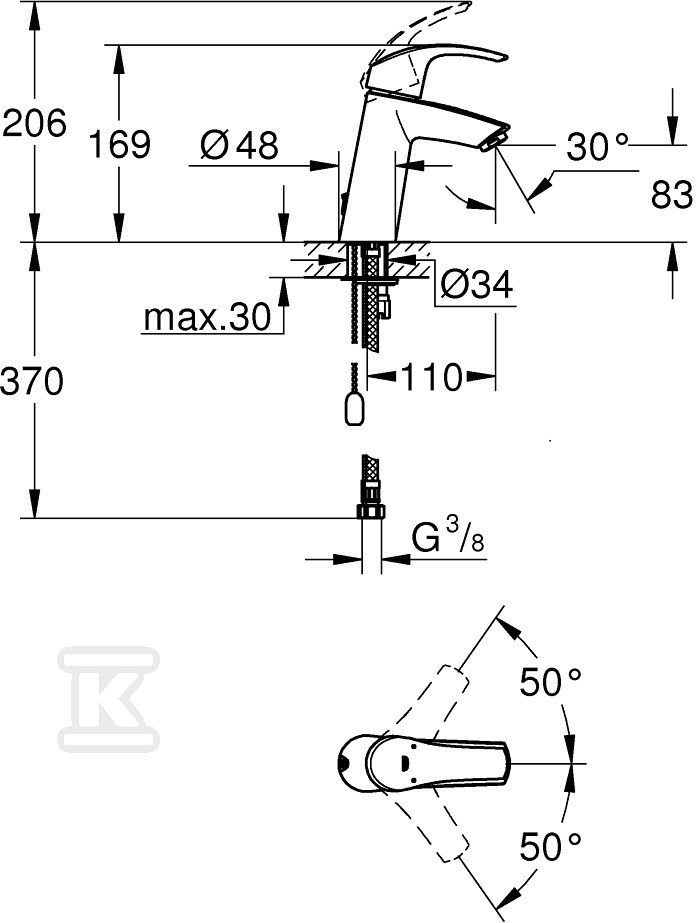 Bateria umywalkowa Grohe Eurosmart z - 23323001