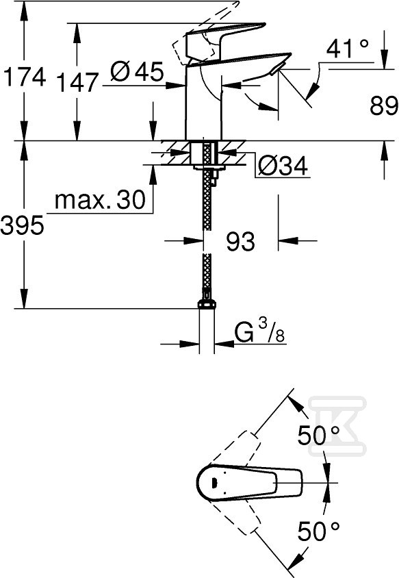 Bateria umywalkowa Grohe BauEdge, DN - 23330001