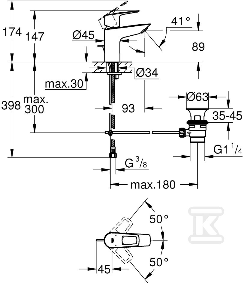 Bateria umywalkowa Grohe BauLoop, DN - 23335001