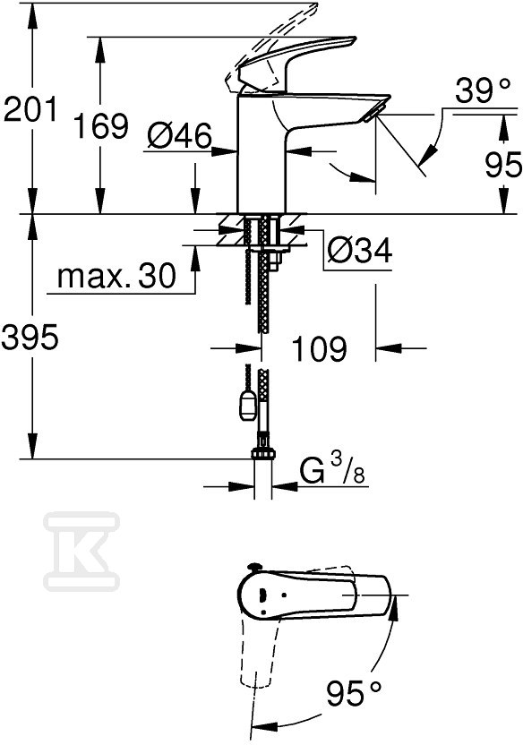 Bateria umywalkowa Grohe Eurosmart - 23372003