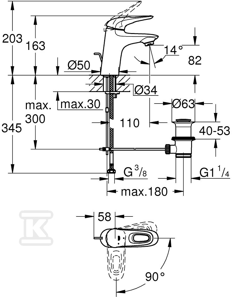 Bateria umywalkowa Grohe Eurostyle - 23374003