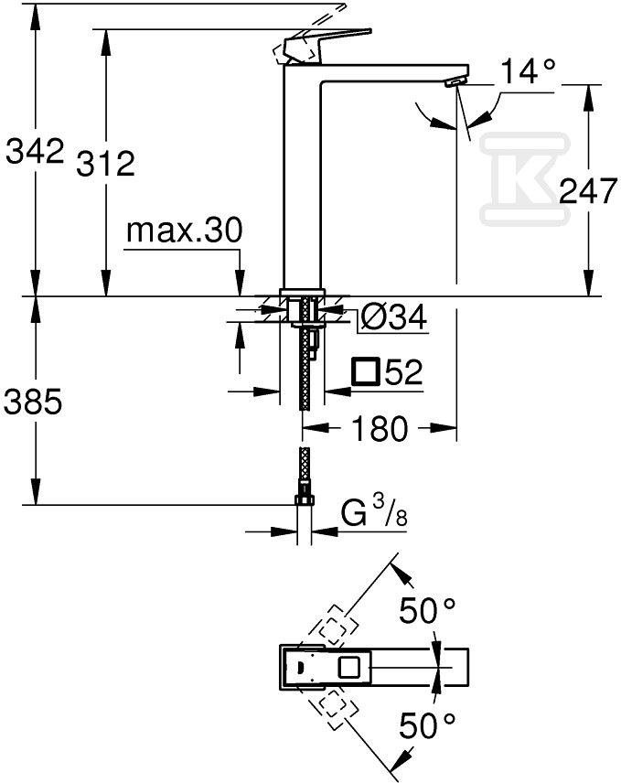 Eurocube Basin mixer, DN 15 XL size - 23406000