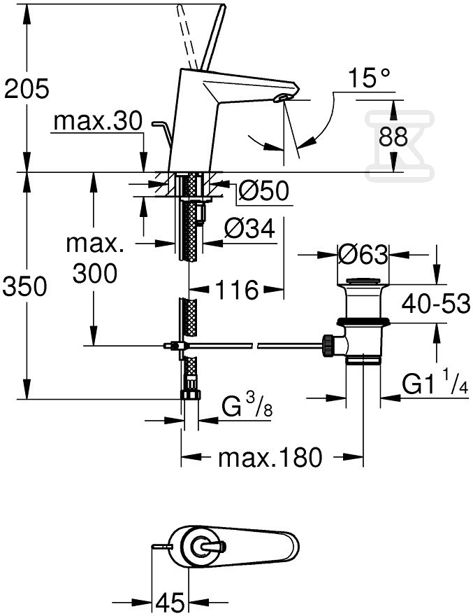 Eurodisc Joy - basin mixer, size S - 23425000