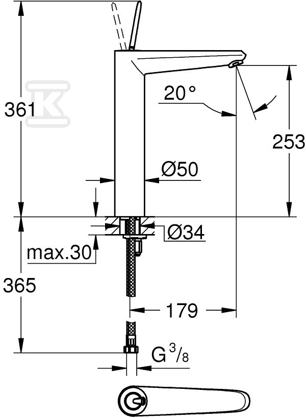 Eurodisc Joy - basin mixer, size XL - 23428000