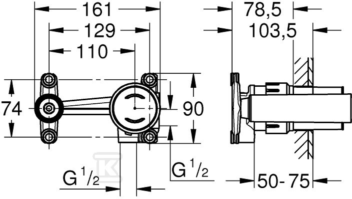 Element do zabudowy podtynkowej - 23429000