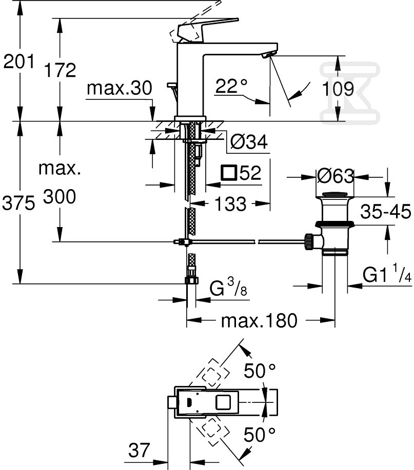 Eurocube - basin mixer, size M - 23445000