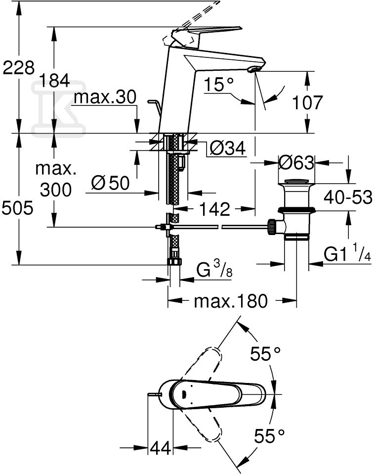 Bateria umywalkowa Grohe Eurodisc - 23448002