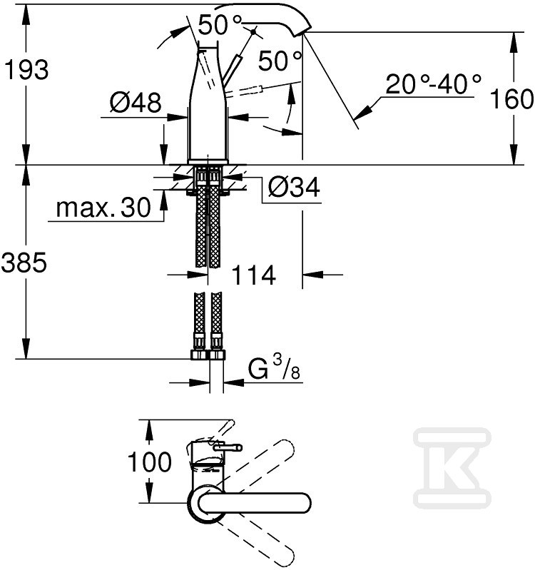 Bateria umywalkowa Grohe Essence, - 23463001