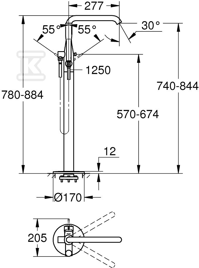 Baterie monocomandă pentru baie Grohe - 23491001