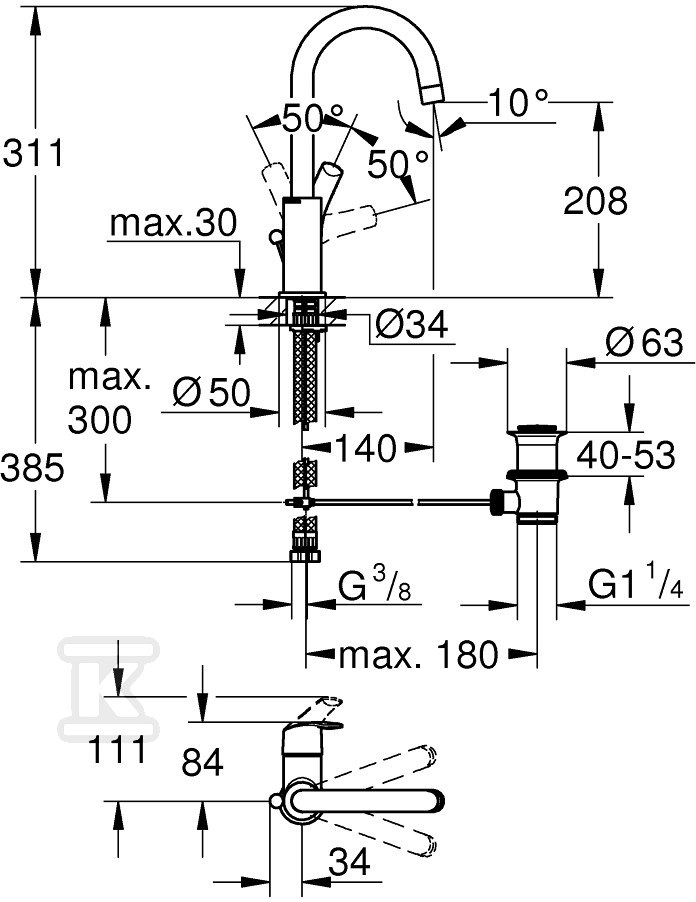 Bateria umywalkowa Grohe Eurosmart - 23537002