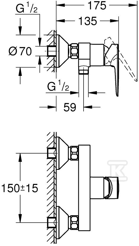 Grohe BauEdge jednopáková sprchová - 23635001