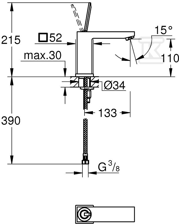 Bateria umywalkowa Grohe EuroCube Joy - 23658000