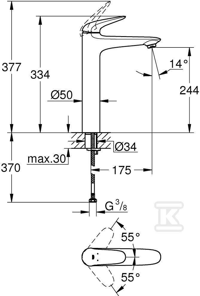 Bateria umywalkowa Grohe Eurostyle, DN - 23719003