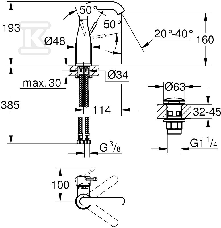 Bateria umywalkowa Grohe Essence - 23798001