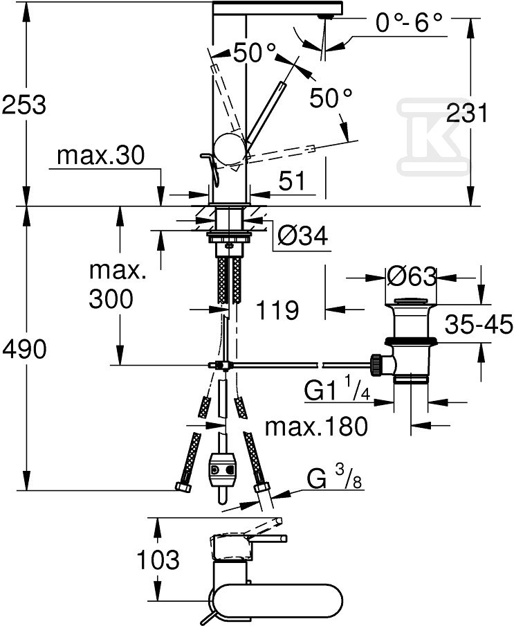 GROHE Plus Single lever basin mixer, - 23843003