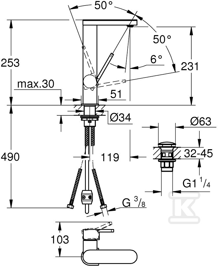 Bateria umywalkowa Grohe Plus - 23844003