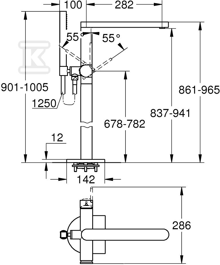 Bateria wannowa Grohe Plus - 23846003