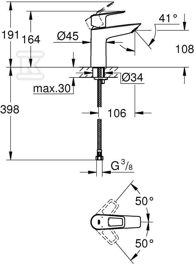 Bateria umywalkowa Grohe BauLoop, DN - 23917001