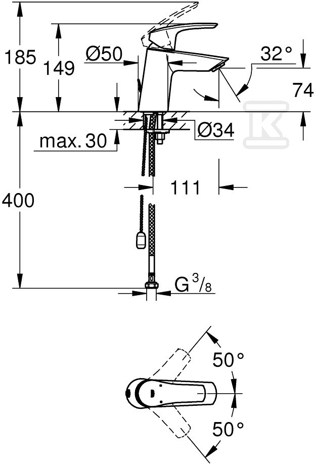 Bateria umywalkowa Grohe Eurosmart - 23966003